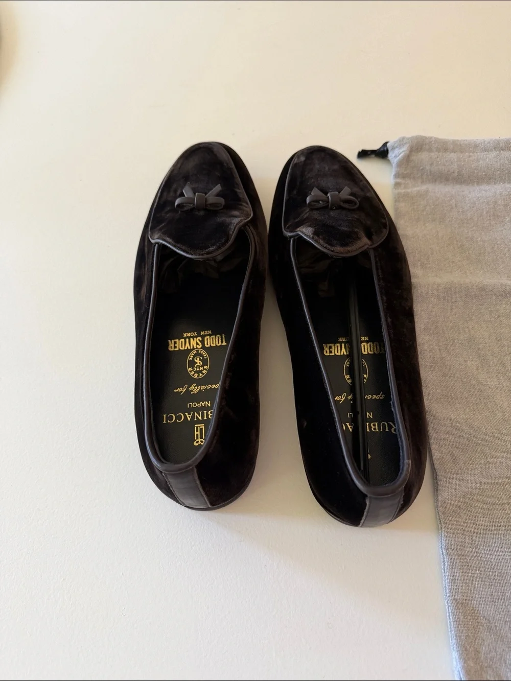 Todd Snyder Rubinacci Dark Brown Velour Marphy Tassel Loafers Sz 42(9).  Box6